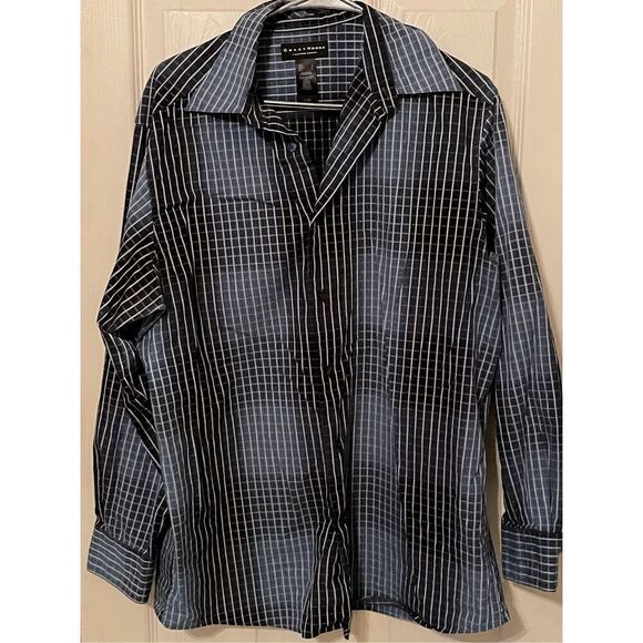 Crazy Horse Mens White & Black Grid Print Long-Sleeve Button-Down Shirt Large - Picture 16 of 16